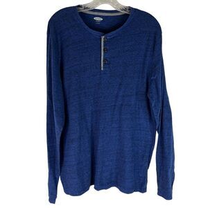 Old Navy Henley Men’s Blue Long Sleeve Crewneck Soft Washed T Shirt L